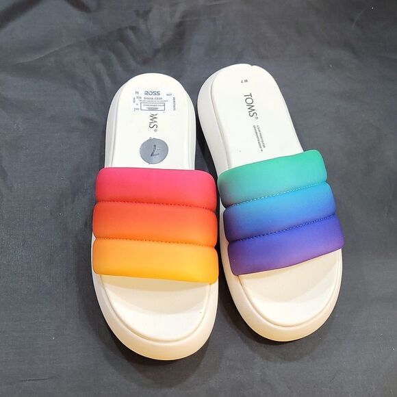 BRAND NEW TOMS ALPHARETTA MALLOW SLIDE WOMEN'S RAINBOW SHOES CASUAL SAN… - Picture 3 of 16
